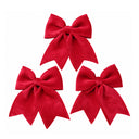 Set of 3 Large Dark Red Velvet Christmas Bows