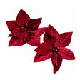 Set of 2 Dark Red Poinsettia Pick Decorations - 28cm