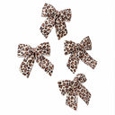 Set of 4 Leopard Print Velvet Bow Decorations - 14cm