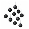 Set of 10 Mixed Glitter Black Baubles - 6cm