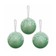 Set of 3 Round Sage Green Glitter Frosted Baubles