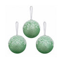 Set of 3 Round Sage Green Glitter Frosted Baubles