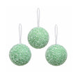 Set of 3 Round Sage Green Frosted Christmas Baubles