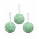 Set of 3 Round Sage Green Frosted Christmas Baubles
