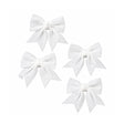 Set of 4 White Glitter Christmas Bows