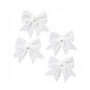 Set of 4 White Glitter Christmas Bows