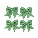 Set of 4 Sage Green Glitter Christmas Bows