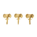 Set Of 3 Gold Elephants Head Wall Hooks