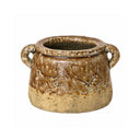Textured Neutral Brown Ceramic Glazed Planter - 15cm