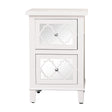 White Mirrored Lattice Bedside Table - Sabrina White Range