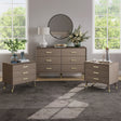 Large 6 Drawer Chest Of Drawers & Pair of 3 Drawer Bedside Tables - Oslo Dark Wood Range