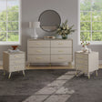 6 Drawer Chest Of Drawers & Pair of 3 Drawer Bedside Tables - Oslo Taupe Range