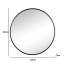 Large Round Black Mirror 100cm x 100cm