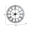 Large Black Iron Skeleton Wall Clock 88cm x 88cm