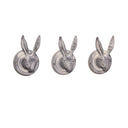 Set of 3 Grey Hare Head Coat Hooks