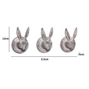 Set of 3 Grey Hare Head Coat Hooks