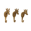 Set of 3 Gold Metal Giraffe Wall Hooks