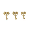 Set Of 3 Gold Elephants Head Wall Hooks