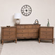 7 Drawer Dark Wood Chest of Drawers & Pair of Wide 3 Drawer Bedside Tables - Ashwell Range