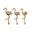 Set of 3 Gold Flamingo Wall Hooks
