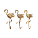 Set of 3 Gold Flamingo Wall Hooks