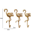 Set of 3 Gold Flamingo Wall Hooks