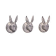 Set of 3 Antique White Hare Head Coat Hooks
