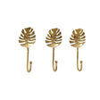 Set Of 3 Gold Monstera Leaf Wall Hooks