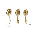 Set Of 3 Gold Monstera Leaf Wall Hooks