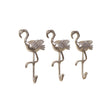 Set of 3 Silver Flamingo Wall Hooks
