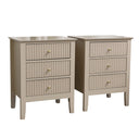 Pair of 3 Drawer Bedside Tables - Hales Tan Range