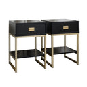 Pair of One Drawer Bedside Tables - Elle Black Range