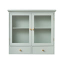 Duck Egg Blue Reeded Glass Wall Cabinet with Drawers