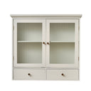 Pale Grey-Taupe Reeded Glass Wall Cabinet with Drawers