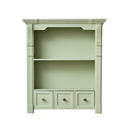 Sage Green Wooden Wall Shelf Unit with Drawers