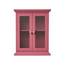 Raspberry Pink Reeded Glass Wall Cabinet