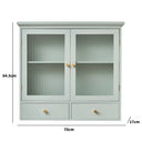 Duck Egg Blue Reeded Glass Wall Cabinet with Drawers