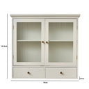 Pale Grey-Taupe Reeded Glass Wall Cabinet with Drawers