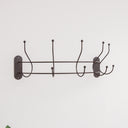 Antique Dark Bronze Curved Coat Hanger Rail with 5 Storage Hooks - 60cm