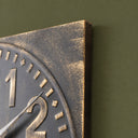 Antique Distressed Square Black Wall Clock with Gold Details - 50cm x...