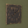 Antique Distressed Square Black Wall Clock with Gold Details - 50cm x...