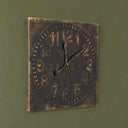 Antique Distressed Square Black Wall Clock with Gold Details - 50cm x...