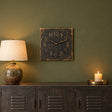 Antique Distressed Square Black Wall Clock with Gold Details - 50cm x...