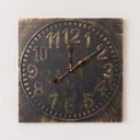 Antique Distressed Square Black Wall Clock with Gold Details - 50cm x 50cm
