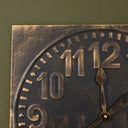 Antique Distressed Square Black Wall Clock with Gold Details - 50cm x...