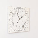 Antique Distressed White Square Clock with Grey Details - 50cm x 50cm