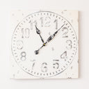 Antique Distressed White Square Clock with Grey Details - 50cm x 50cm