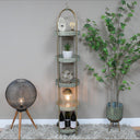 Antique Gold & Blue Moroccan Style Five Tier Freestanding Shelf - 166cm