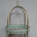 Antique Gold &amp; Blue Moroccan Style Five Tier Freestanding Shelf - 166cm