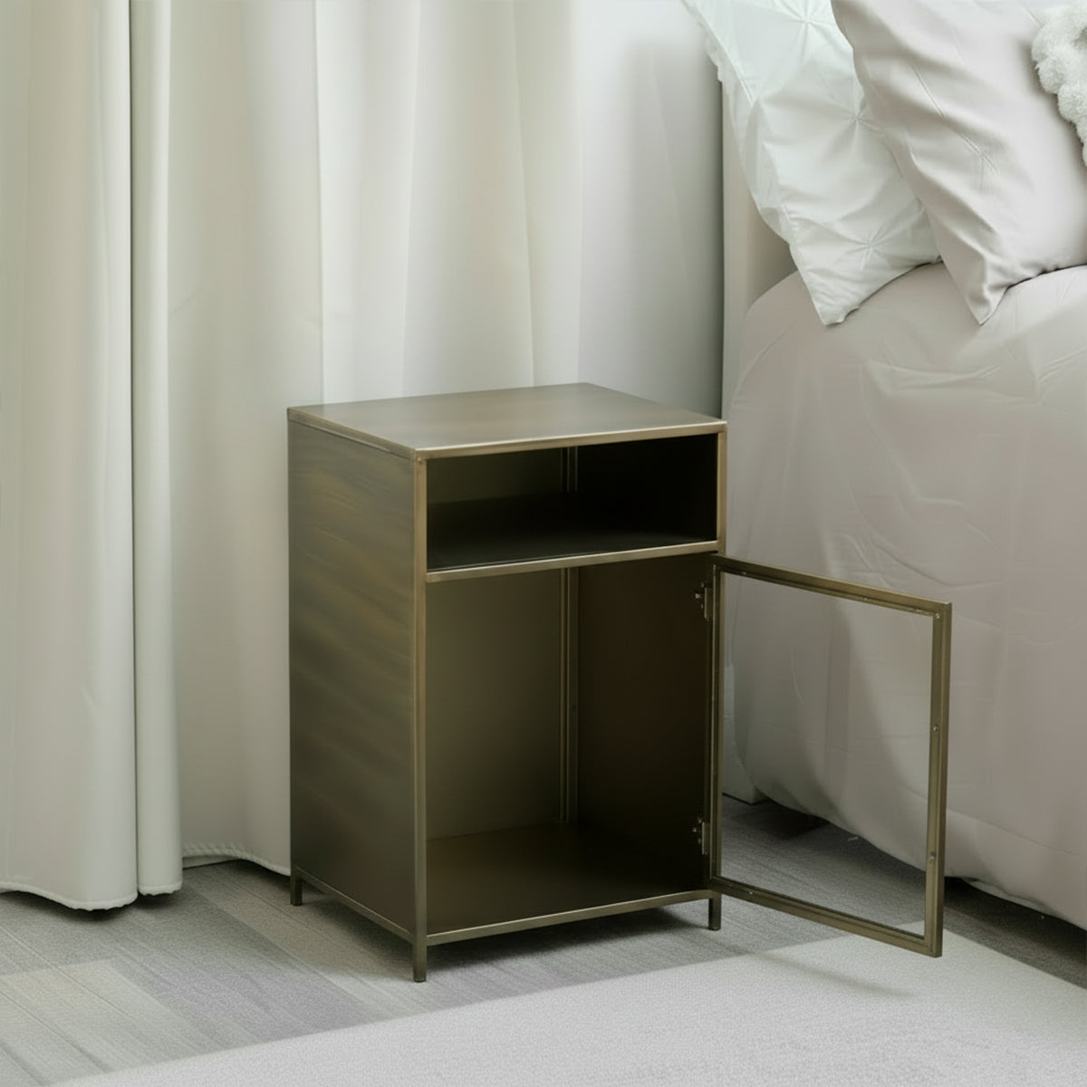 Antique Gold Brass Metal Bedside Cabinet – Melody Maison